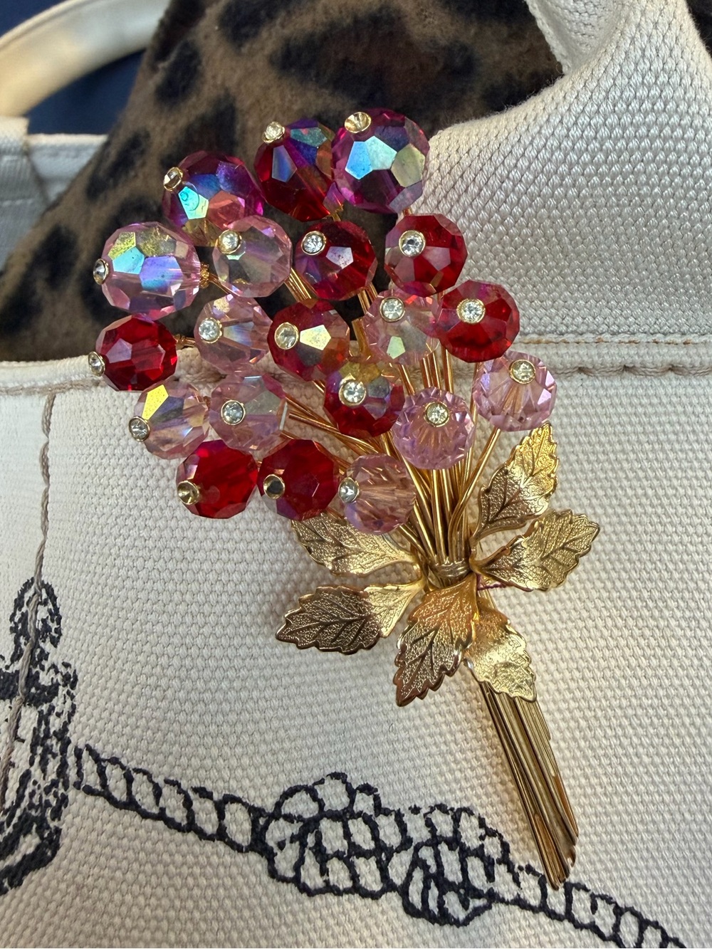 Vintage AB Crystal Bouquet Brooch